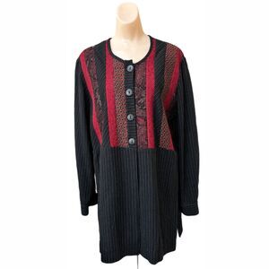 Y2K Canvasback Womens Wool Blend Patchwork Tunic Medium Made USA Boho Indie Vtg